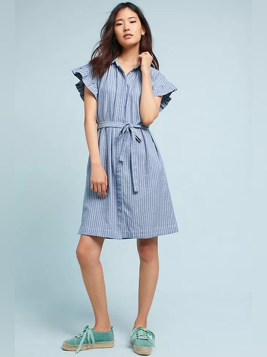 Isabella Sinclair Dresses & Skirts - Anthropologie Isabella Sinclair Piper Flutter-Sleeve Shirtdress